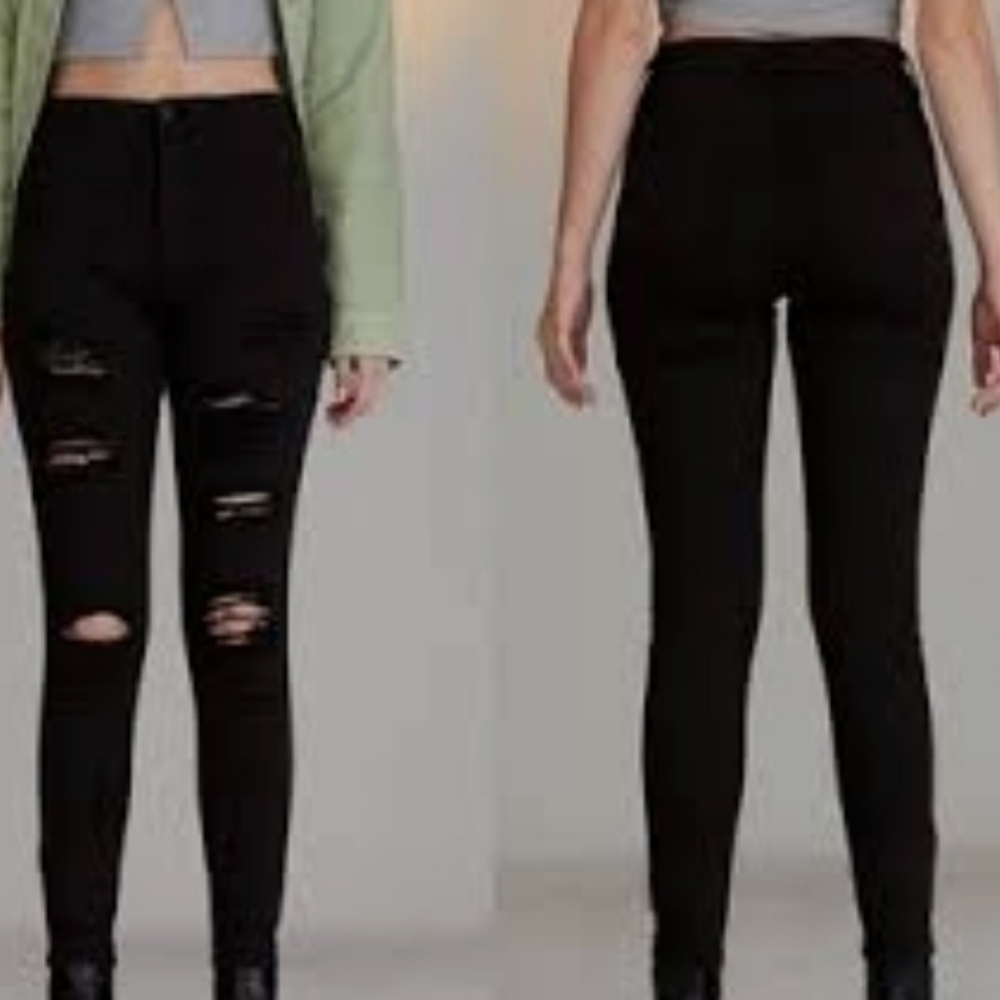 PACSUN Black Distressed Skinny Jeans.Size 25